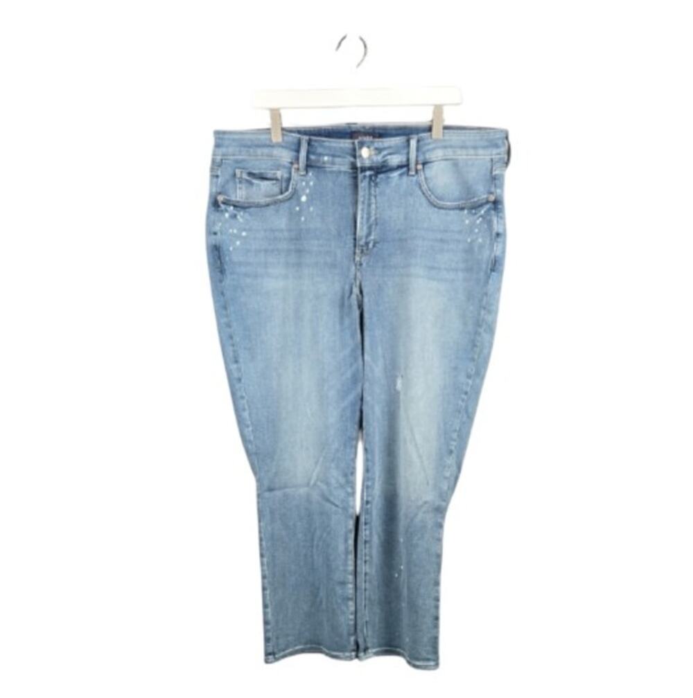 NYDJ Marilyn Straight Jeans Lift Tuck Distressed Light Wash Plus Sandspur 18W
